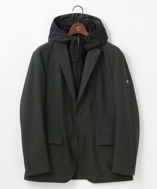 JOSEPH ABBOUD MOUNTAIN 【フードが外せる】メランジハイパワー2wayストレッチ ジャケット カーキ系