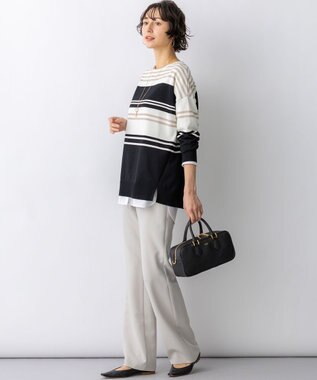 23区 L ストレッチダブルクロス フレアパンツ ベージュ系