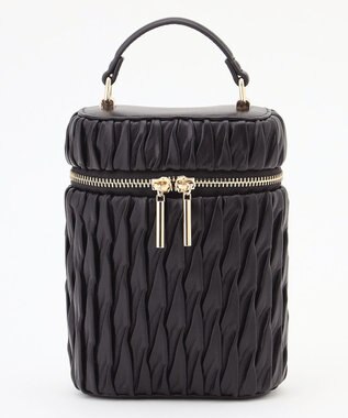 LA BAGAGERIE 【MONICA】ランダムプリーツバニティバッグ ブラック