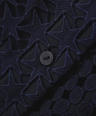 YECCA VECCA レースMIXレイヤードデザインシャツ Stripe Blue