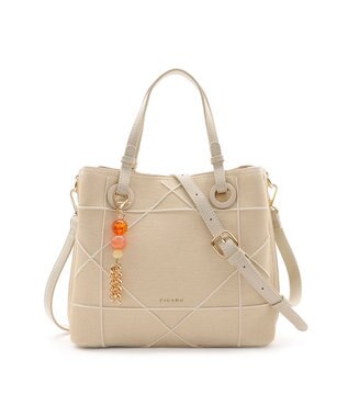 MioFIRANO カジュアルシッククロスラインハンドバッグ 2WAY チャーム付き　FIRANO フィラノ IVORY