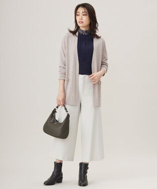 J.PRESS LADIES L 【WEB限定カラーあり・洗える】ツムギート flannel ワイド クロップド パンツ アイボリー系