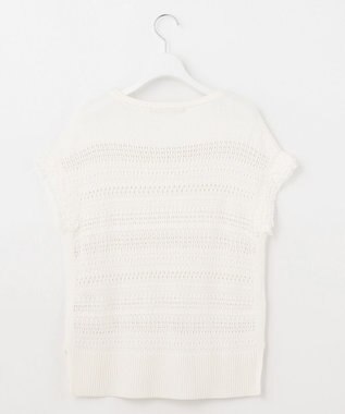 自由区 【洗える】フリンジディテール ニット アイボリー系