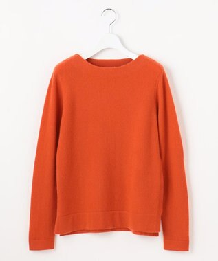 自由区 【洗える】ピュアカシミヤミルド ボートネック プルオーバー オレンジ系