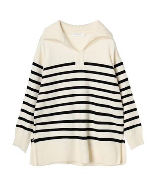 AMERICAN HOLIC バイパチ衿付きニットチュニック Ivory