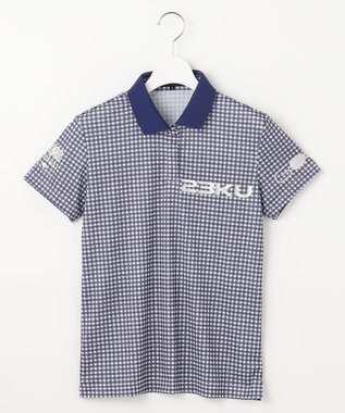 23区GOLF 【WOMEN】【接触冷感・UVケア・吸水速乾】ギンガムチェック柄 ポロシャツ ネイビー系3