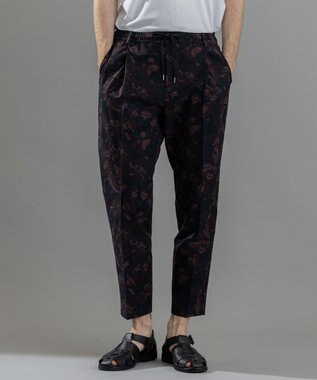 新柄【洗える/ストレッチ/シワになりにくい】クールドッツストレッチ メキシカンプリント ドロスト付ワイドテーパードパンツ/TEDDY