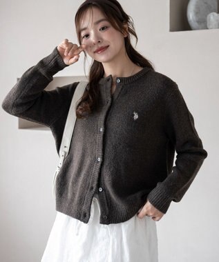 WEGO 【WEB限定/25年秋冬新作】別注USPOLO微起毛カーデ ブラウン