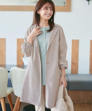 Tiaclasse 【洗える】バックプリーツパフスリーブコート グレージュ