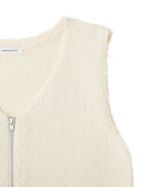 AMERICAN HOLIC ダブルZIPシャギーニットベスト Ivory