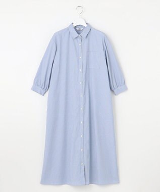 J.PRESS LADIES 【洗える・接触冷感・UVケア】エステネージュ シャツ ワンピース ブルーストライプ系