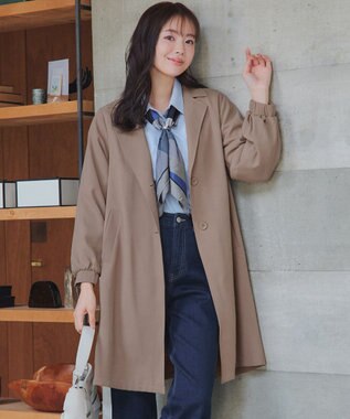 Tiaclasse 【洗える】バックプリーツパフスリーブコート ベージュ