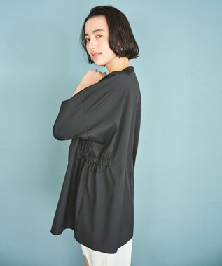 #Newans 【洗濯機可能/シワになりにくい】〈お腹・腰回りをカバー〉ピンタックデザインスクエアブラウス ブラック