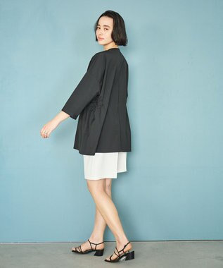 #Newans 【洗濯機可能/シワになりにくい】〈お腹・腰回りをカバー〉ピンタックデザインスクエアブラウス ブラック