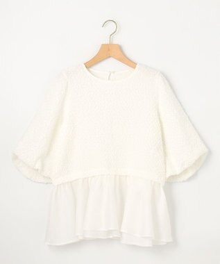 組曲 L シャーリングシフォン シアーペプラム ブラウス アイボリー系