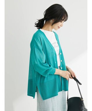 Green Parks 接触冷感Ｖネックカーデ Blue Green