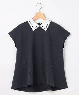 組曲 L 【先行予約】フレンチテリー 刺繍襟 ペプラムカットソー