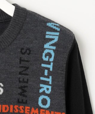 23区GOLF 【WOMEN】ロゴチェックジャガード　クルーネック ニット グレー系