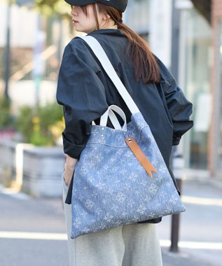 russet デニムジャガード2WAYビッグトートバッグ(CE-1687)