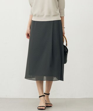 【洗える】ドットフロッキープリント フレア スカート