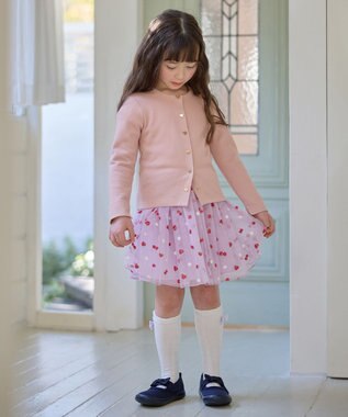 ANY KIDS スナップボタン フレンチ カーディガン ピンク