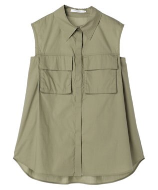 AMERICAN HOLIC ノースリーブＷポケットシャツ Khaki