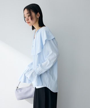 Green Parks ラッフルブラウス Sax
