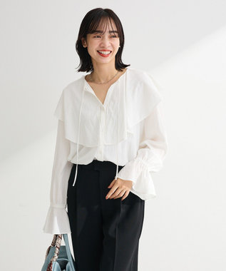 Green Parks ラッフルブラウス Off White