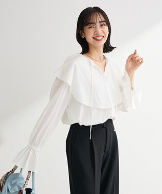 Green Parks ラッフルブラウス Off White