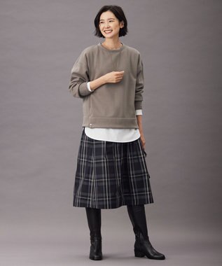 J.PRESS LADIES 【洗える】2/2綾 メモリーチェック タック スカート ブラック系3