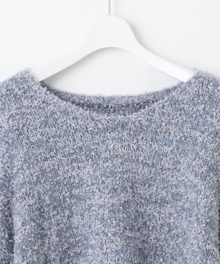 Feroux 【洗える】リボンヤーン プルオーバーニット ブルー系