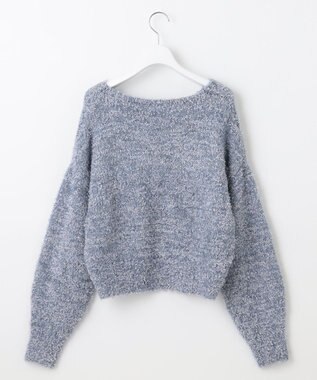 Feroux 【洗える】リボンヤーン プルオーバーニット ブルー系
