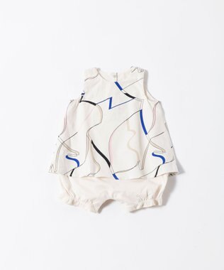 TRICOTE カットリボン柄 ロンパース 90WHITE