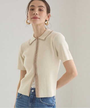 WEGO 【ANGIE VINTAGE/サマーニット】フロントホックポロニット ホワイトアイボリー