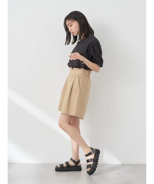 earth music&ecology 刺繍パフスリーブブラウス Black