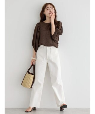 AMERICAN HOLIC ギャザースリーブドットブラウス Brown