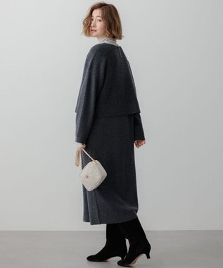 23区 S 【洗える】レイヤードニットツイン ワンピース グレー系