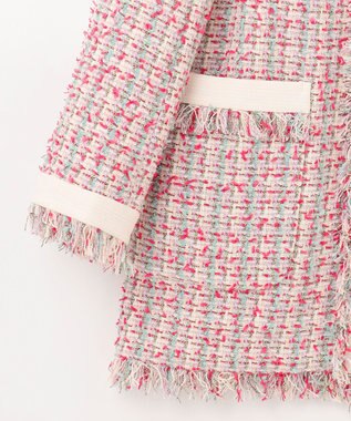 GRACE CONTINENTAL フリンジツイードジャケット ピンク