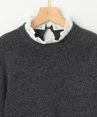 組曲 L 【WEB限定】襟付き片畔ニットプルオーバー グレー系