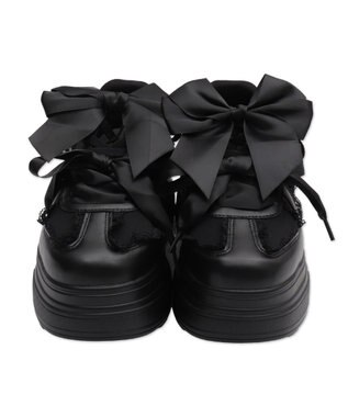 WEGO ダブルリボンフリルスニーカー ブラック