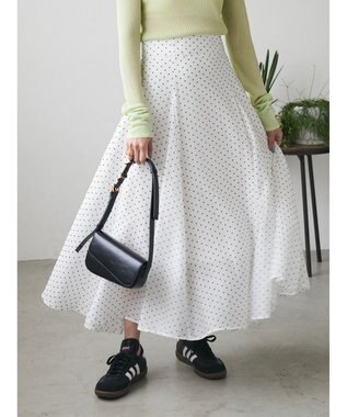 Green Parks AnriettMusee ドットフレアーロングスカート Off White