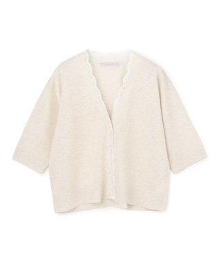 UNFILO レースドッキングニット カーディガン グレージュ