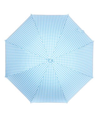 MOONBAT 【キッズ】晴雨兼用日傘 長傘 ギンガムチェック 裾リフレクター 50cm 遮光 遮熱 UV サックスブルー