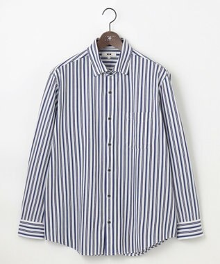 JOSEPH ABBOUD 【キングサイズ・ストレッチ・イージーケア】ジャージーストライプシャツ サックスブルー系1