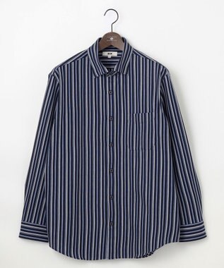 JOSEPH ABBOUD 【キングサイズ・ストレッチ・イージーケア】ジャージーストライプシャツ ネイビー系1