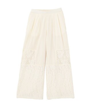 Green Parks 裾レースドッキングパンツ Off White