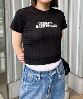 WEGO クリンクルプリントトップス ブラック