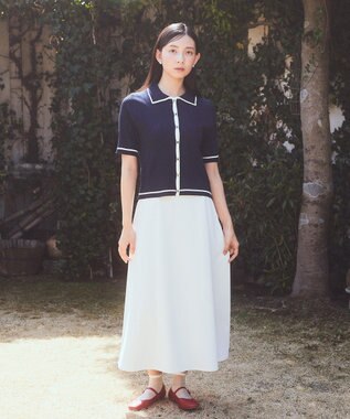 earth music&ecology ウエストリボンフレアスカート Ivory