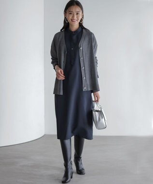 組曲 【加藤ローサさん着用 / 2WAY】スムースストレッチカシュクール カーディガン グレー系