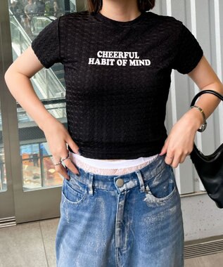 WEGO クリンクルプリントトップス ブラック